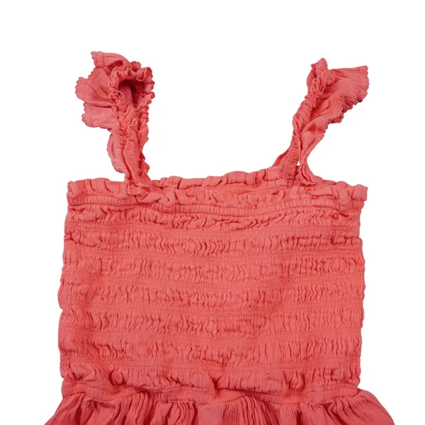 Aerie Medium Coral Pink Smocked Tiered Mini Dress Ruffle Straps Cotton‎ Blend - Image 4