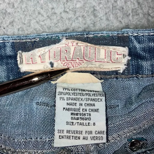 Hydraulic Y2K Bootcut Jeans 8 30x31 Low Rise Fleur De Lis Embellished McBling - Image 10