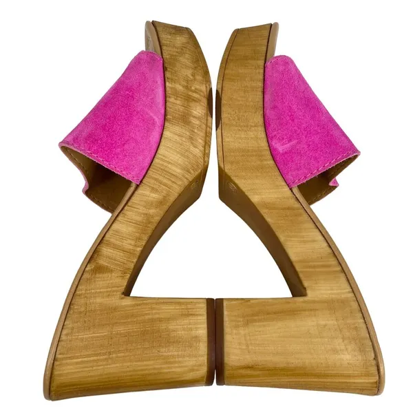 Steve Madden Neon Pink Block Heels Slides Sandals 9 Platform y2k - Image 3