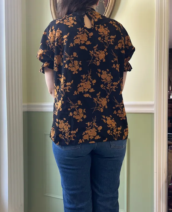 SHEIN black floral blouse top - Image 3