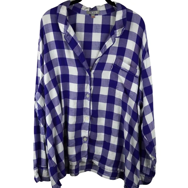 J.Crew 3X Blue &‎ White Gingham Modal Pajama Set - Image 2