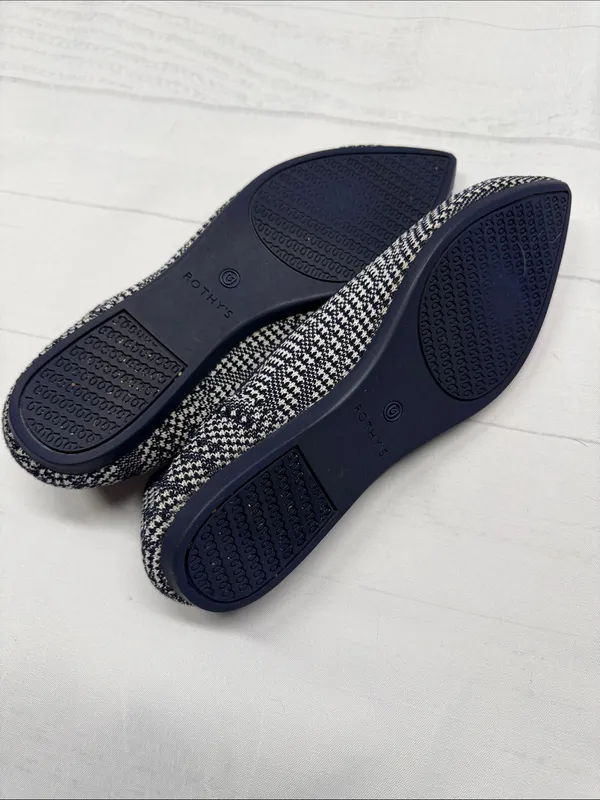 Rothy's Navy and White Houndstooth The Point Knit Ballet Flats - Image 10