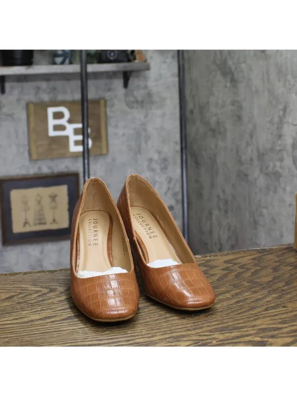 NWT Journee Collection Tru Comfort Foam Square Toe Mid Heel Pumps Brown 7M - Image 7