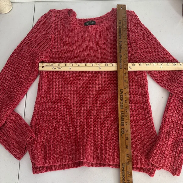 Lauren Jeans Co. Ralph Lauren Red Pink Knit Sweater Long Sleeve Womens‎ Large - Image 8