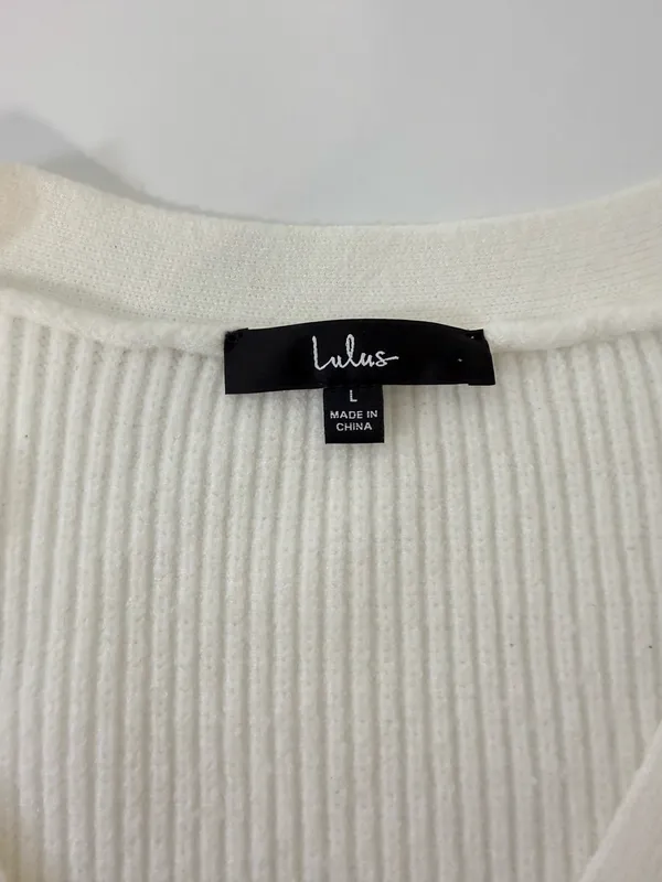 Lulus Ivory White Button Up Cropped Cardigan Sweater Knit - Image 7