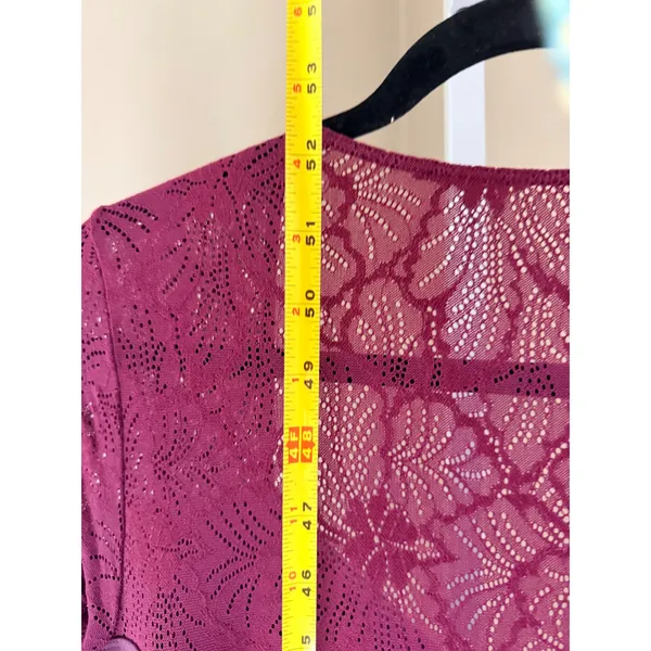 NWT Halara Purple Lace Sleeve Cowl Neck Ruched Midi Dress Size M - Image 5