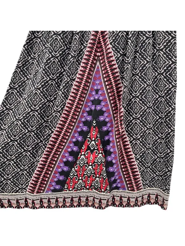 Kimchi Blue Silk Boho Chic Artsy Mini Dress Purple Black Multi Size Small - Image 4