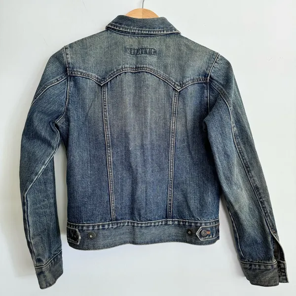 Vintage 200”s Gap Denim Jean Jacket Dark Mud Wash Preppy Size S Y2K - Image 6