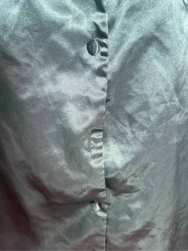 Victoria's Secret Emerald Green Satin Night Gown Shirt with Front Pocket Large - Image 5