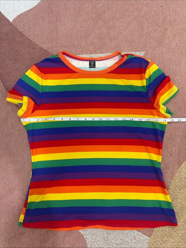 Rainbow Stripe Short Sleeve Tee - Multicolor - Image 4