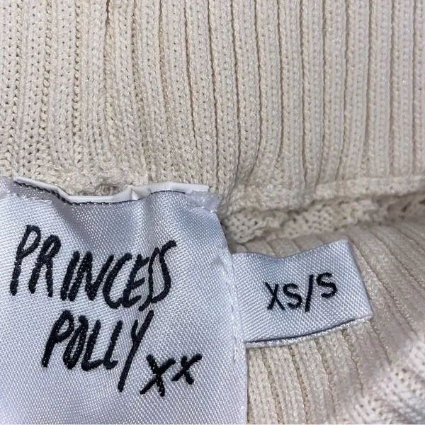 Princess Polly Elizondo Set Womens Size XS Cream Crochet Knit Wide Leg Resort - Image 6
