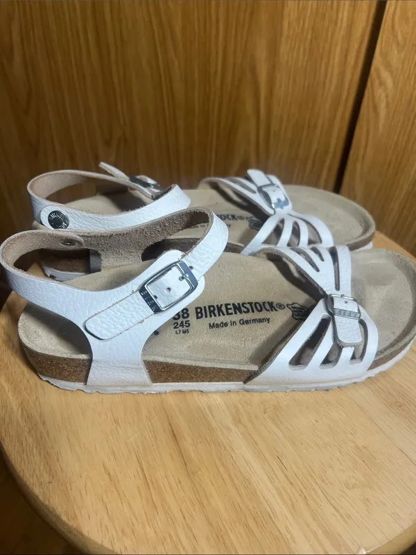 Birkenstock White Multi-Strap Leather Ankle Sandals - Image 4