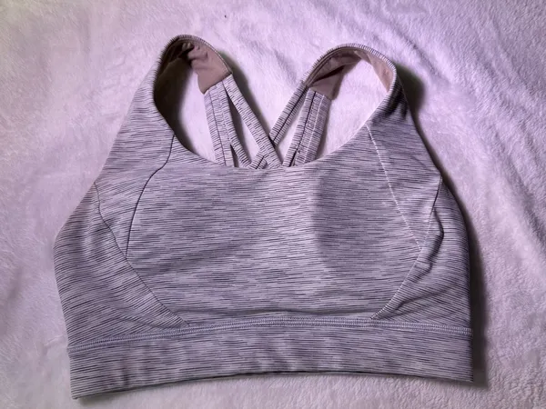 lululemon athletica Grey Striped Strappy Sports Bra - Image 6