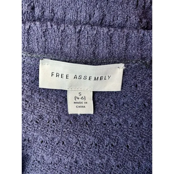 Free Assembly Blue Knit Cardigan Puff Sleeve Cottagecore Sweater Top Small - Image 5