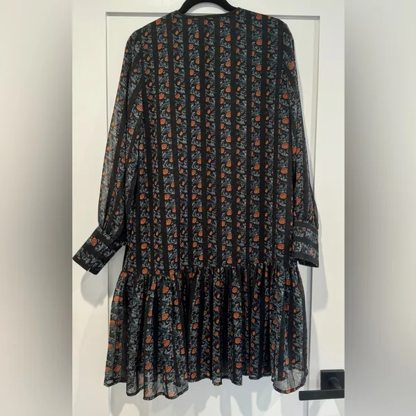 ASOS Y.A.S chiffon smock dress with drop hem mixed floral and stripes size S - Image 9