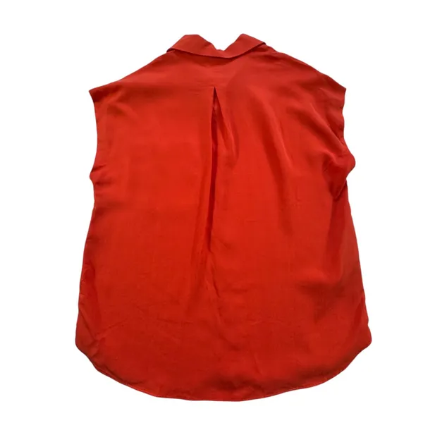 Mango MNG Orange Red Lyocell Sleeveless Shirt Womens XS Collar Button Pocket NWT - Image 2