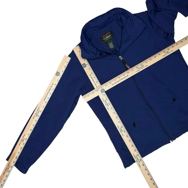 LL BEAN Womens Classic Full Zip Jacket Thinsulate Packable‎ Hood Size S Blue VTG - Image 7