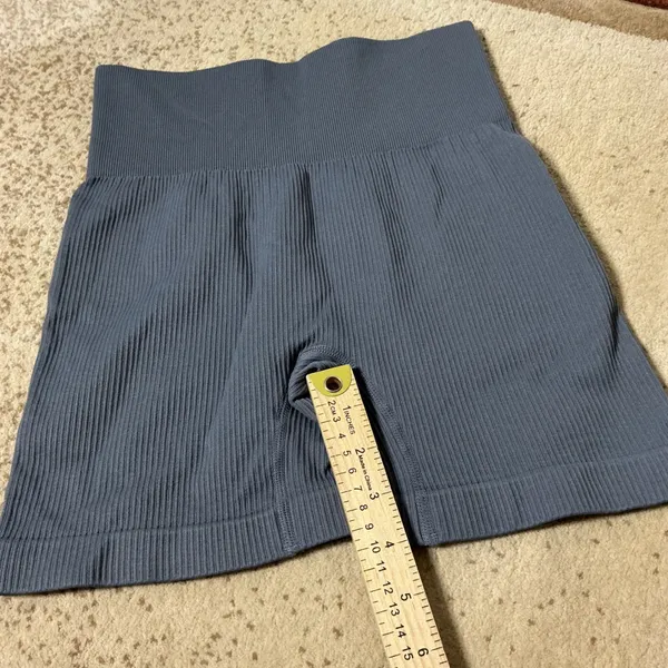 OQQ Ribbed Seamless Biker Shorts Women S Gray High Waist Yoga Gym Activewear - Image 2