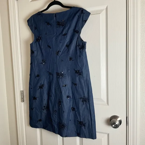 Zara Woman’s Navy Dress Sequin Detail size Medium - Image 11