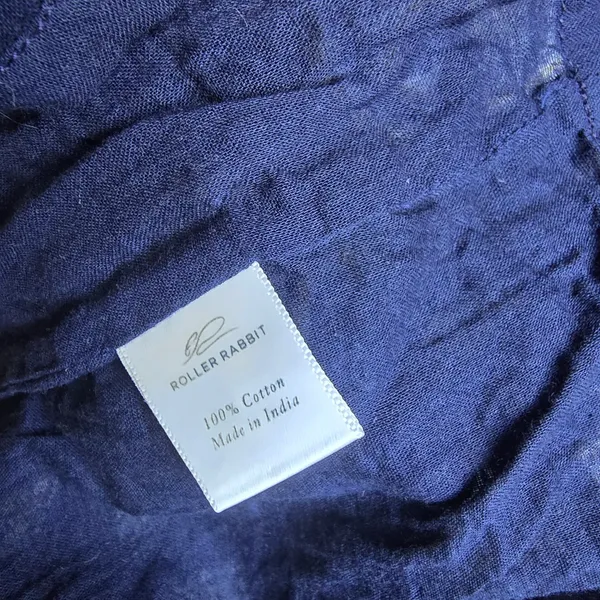 Roller Rabbit Navy Paisley Embroidered Cotton Tunic Dress‎ Yellow Tassels Medium - Image 5