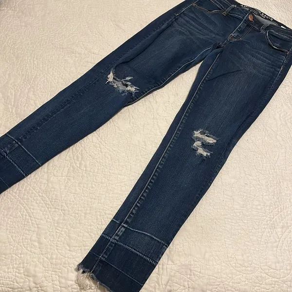 American Eagle Dark Wash Distressed Skinny Jeans Jeggings - Image 5