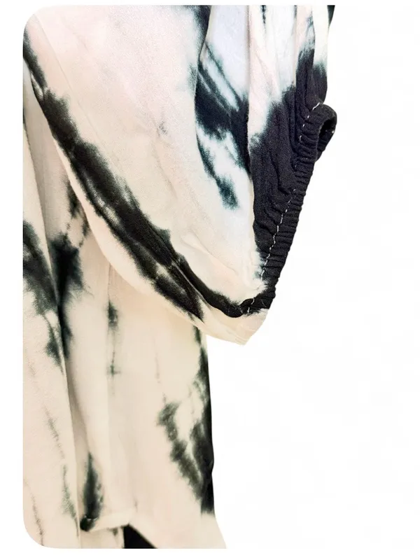 Elan Woman’s Boho White/Black Tie Dye Cold Shoulder Peek-A-Boo Blouse Top Size M - Image 14