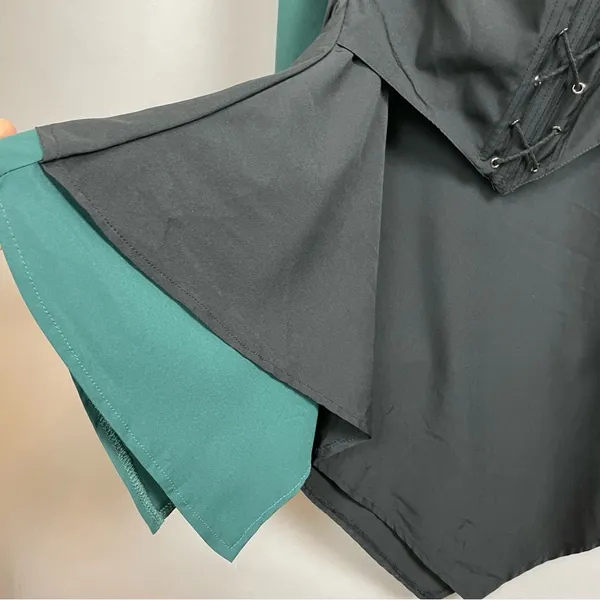 Pirate Wench Halloween Costume Women Long Bell‎ Sleeves Corset Asymmetrical Hem - Image 7