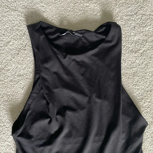 Stunning Used / Worn Black Zara Slinky Sleeveless Bodysuit - Image 2