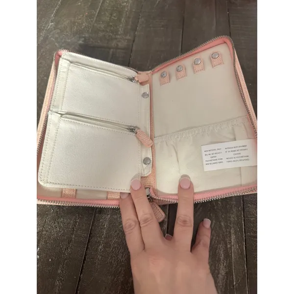 Travel Jewelry Organizer‎ Pink Croc Zipper Closure - Image 5