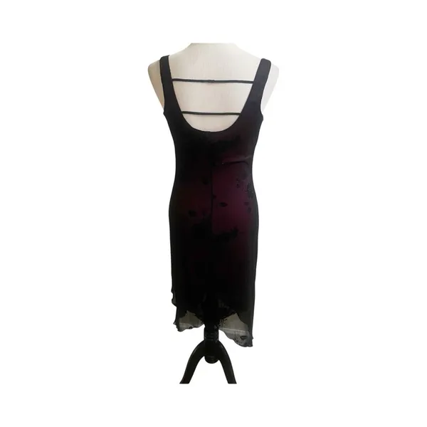 Byer Too Whimsygoth Midi Dress Mesh Black Overlay Pink Underlining Size Small - Image 2