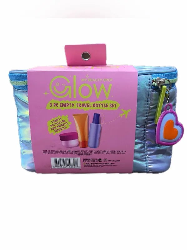 NWT My Beauty Spot Glow 3-piece Travel Bottle Set (Empty) and Cosmetic Bag - Image 2