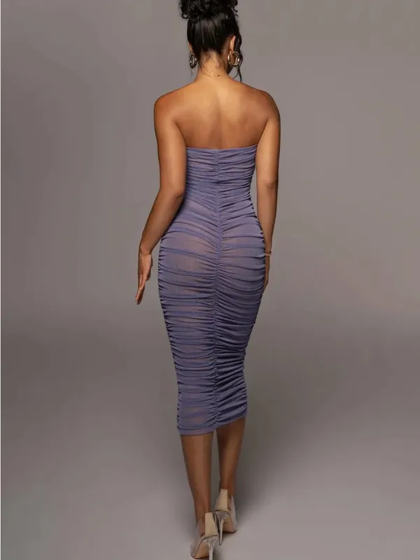 JLUXLABEL Purple/Silver Celestia Midi Dress - Image 2