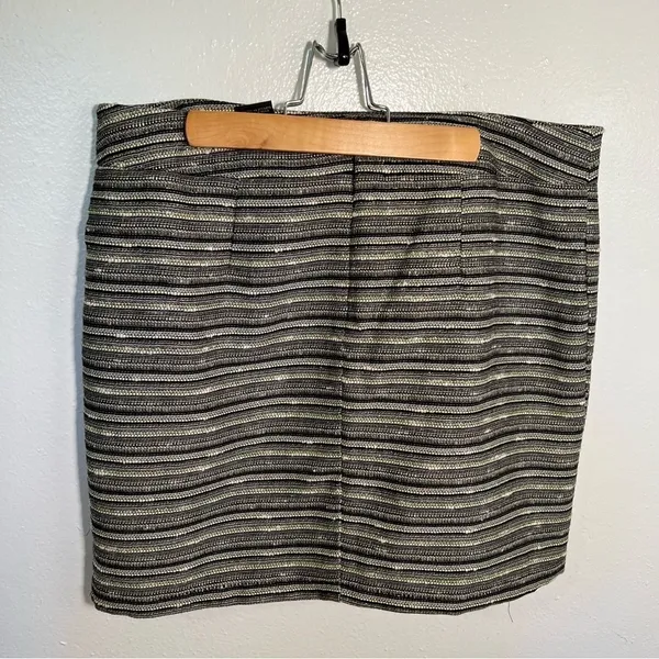 Mossimo Women's Size 12 A-Line Tweed Skirt Black Lime Green Metallic Lined Zip - Image 6