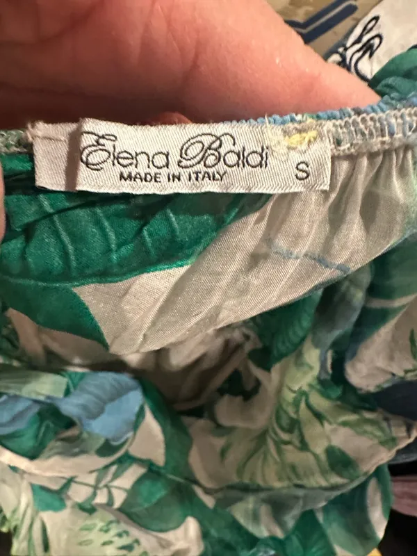 Elena Baldi Old Money Quiet Luxury Boho Green Floral Flowy Maxi Dress S - Image 6