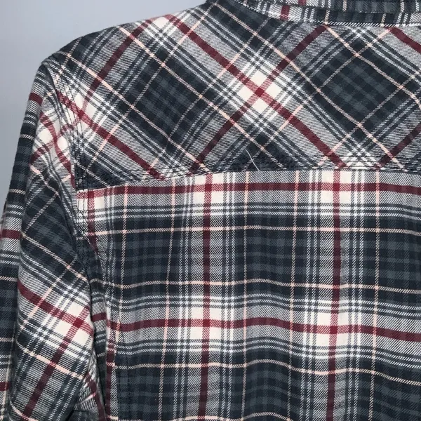 Carhartt Gray Red & White Mid Weight Flannel Button Front Long Sleeve Shirt XL - Image 8