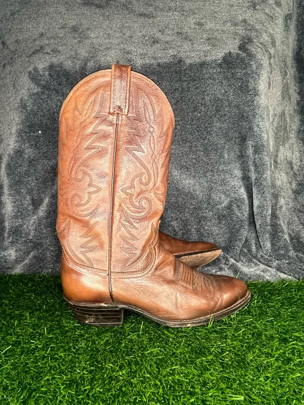 Dan Post Brown Leather Western Cowboy Boots Pointed Toe Men Size 8 D - Image 3