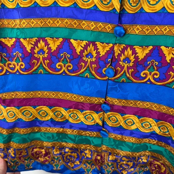 Adrianna Papell VTG 100% Silk Baroque Blazer Jacket Size‎ 8 Colorful Maximalist - Image 2