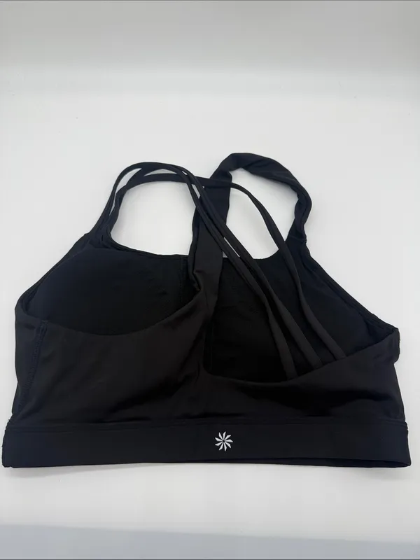 Athleta Train Free Longline Black Strappy Sports Bra A-C Size Medium Athletic - Image 3