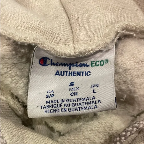 Champion Beige Hoodie with Bold Green Text - Image 4