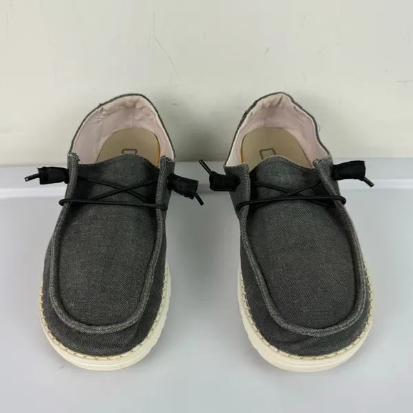 Hey Dude Wendy Chambray Moccasin Slip On Shoe Sz 7 Dark Grey Black - Image 7