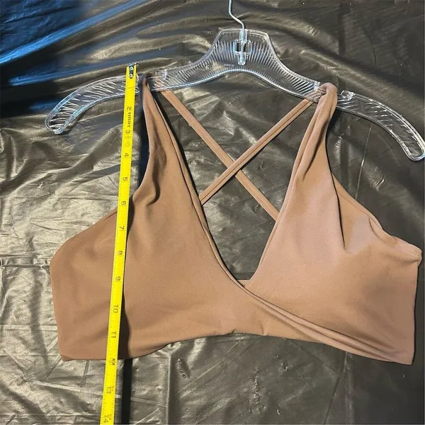 Women's XXL Dark Brown Padded Sports Bra Criss-Cross Back‎ Wireless - Image 5