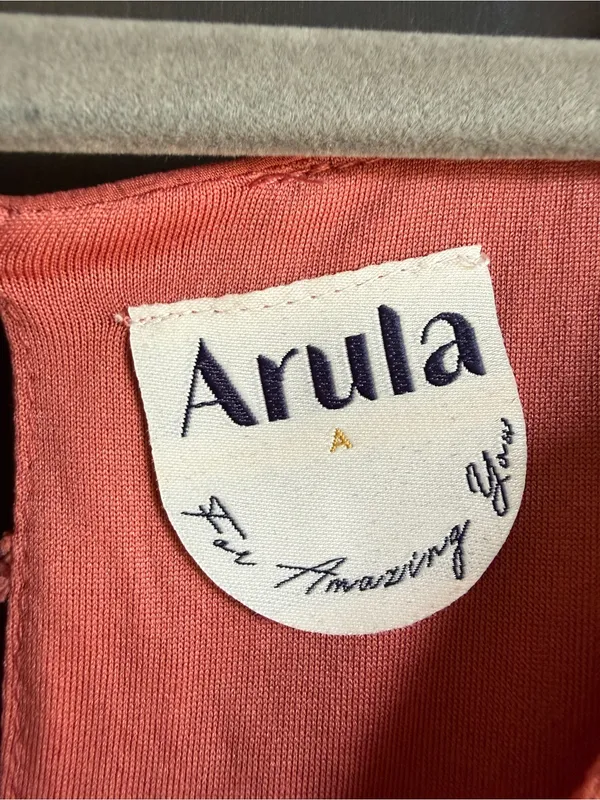 Women's Arula Tiered Dress Coral Pink Size A 1X Swiss Dot Textured Shortsleeve - Image 3