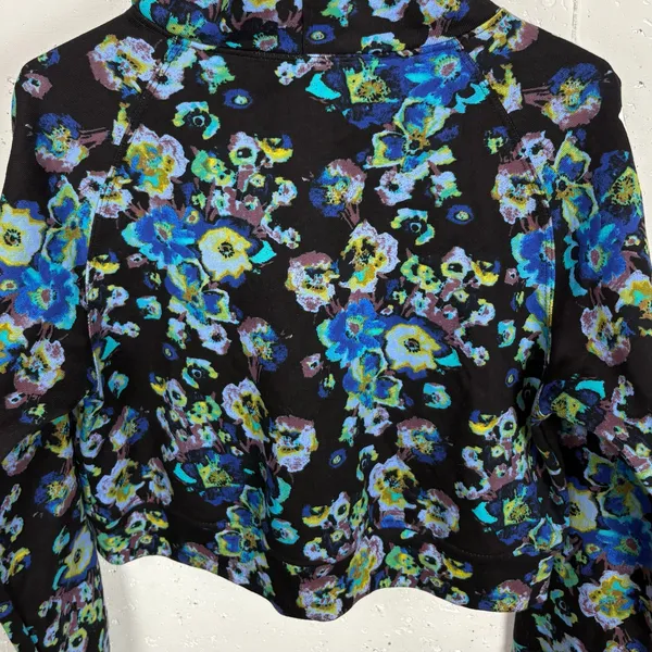 Ulla Johnson x Designers for Democracy Cotton Full Zip Hoodie Blue Floral Medium - Image 8