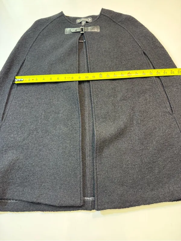 Nanette Lepore Wool Blend Dark Charcoal Cape Coat with Buckle - Image 4