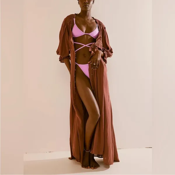 Free People Magdalia Maxi Dress Brown Size Medium - Image 4