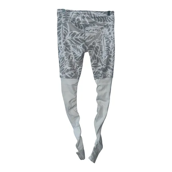 Alo White/Gray Palm Leaf Goddess Leggings, Small‎ - Image 4