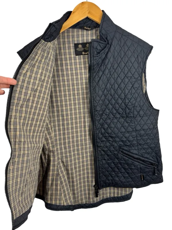 Barbour Navy Quilted Gilet Vest Size 14 Flyweight Diamond Quilt Tailored Class - Image 5