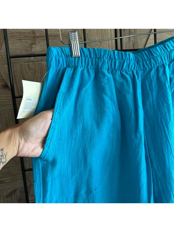 NWT B'Gauze Blue Cotton Baggy Casual Pants Size 2 (L/XL) Boho High Waist - Image 3