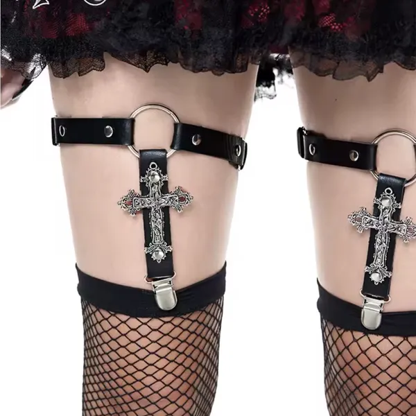 Black Gothic Leg Garters - Image 5
