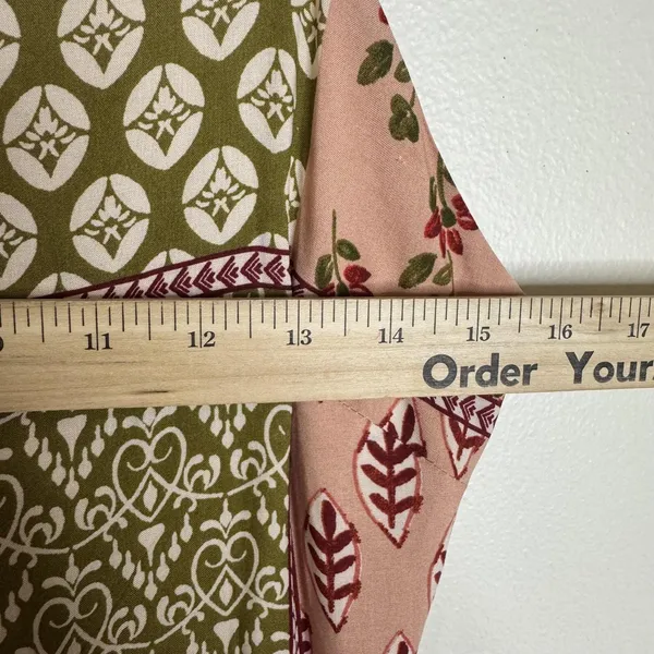 Anthropologie ATL The Label Dress Gypsiana ruffle ladies M Pink Boho Patchwork Maxi Rayon - Image 7